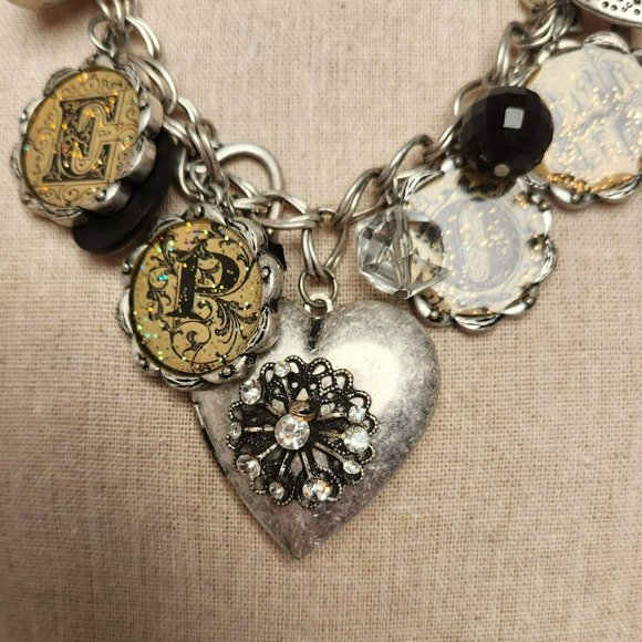 HOPE Heart Necklace Mixed Media Charm Statement Necklace 21 inch Length - Picture 3 of 8